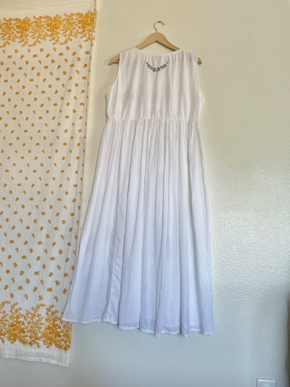 Vintage Papillon White Cotton Embroidered Prairie Maxi Dress S/M - Picture 3 of 11